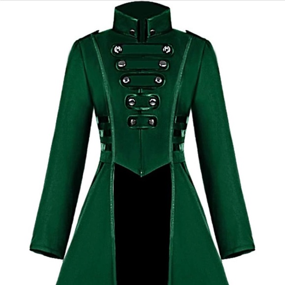 *Halloween Sale - Green Steampunk Ringmaster Tailcoat Costume jacket for Women - Picture 7 of 14
